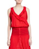 Yoana Ruffled Racerback Crinkle Top
