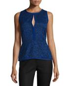 Sleeveless Lace Peplum Top, Imperial Blue