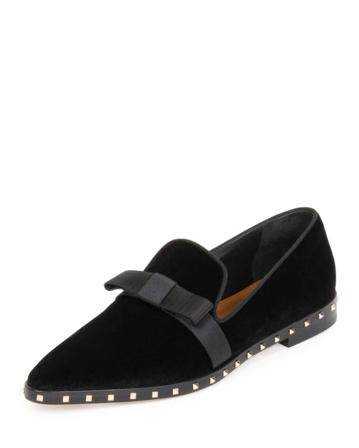 Soul Stud Velvet Bow Loafer, Black (nero)