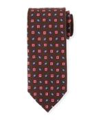 Gloucester Floral-print Silk Print Tie, Cocoa
