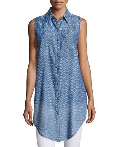 Cannes Chambray Tunic, Blue Pattern