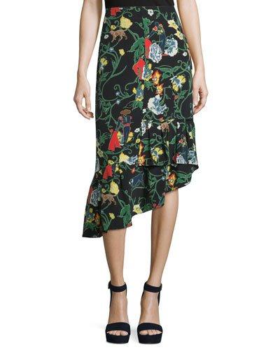 Gypsy Printed Silk Asymmetric Midi