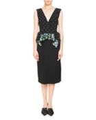 Noane Sleeveless Peplum Crepe Cocktail Dress W/ Embellished Top