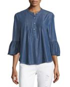 Bell-sleeve Chambray Top