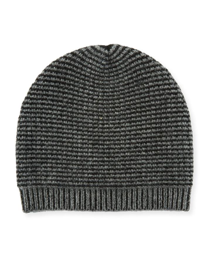 Men's Cashmere Two-tone Waffle-stitch Beanie