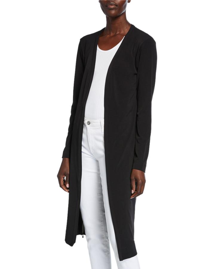 Luciana Open-front Long Cardigan With Zippers