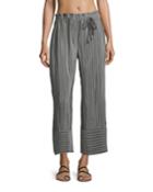 Jesi Striped Wide-leg Ankle Cotton-silk Coverup Pants