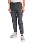 Men's Prince Of Wales Wool-silk Trousers