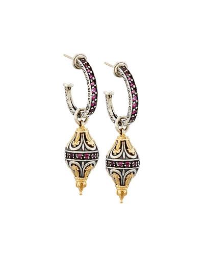Artemis Pave Rhodolite Hoop-drop Earrings