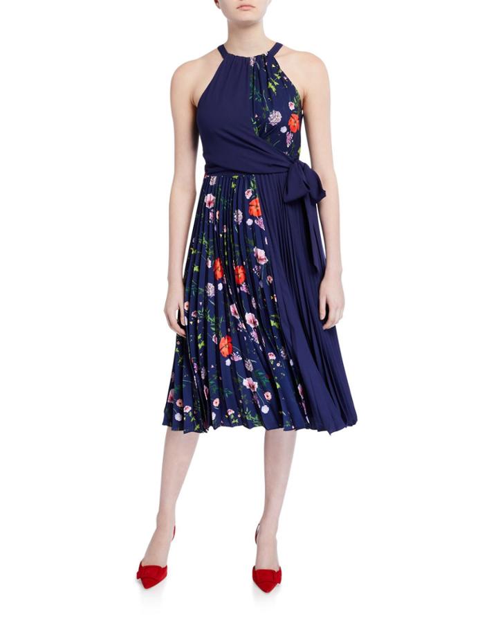 Hedgerow Floral Pleated Halter Dress