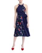 Hedgerow Floral Pleated Halter Dress