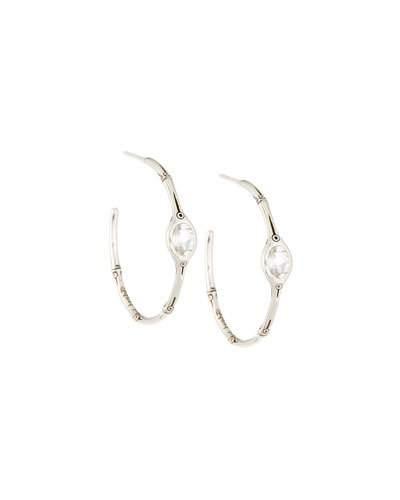 Batu Bamboo Medium White Topaz Hoop Earrings