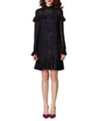 Polka Dot Long Sleeve Ruffle Dress