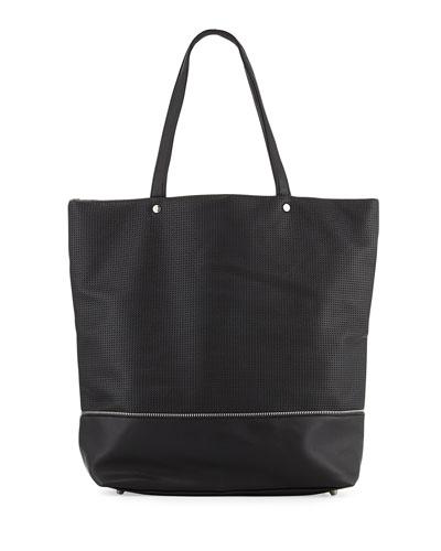 Perforated Zip-trim Tote Bag, Black