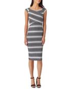 Ottoman Stripe-print Dress, Black/white