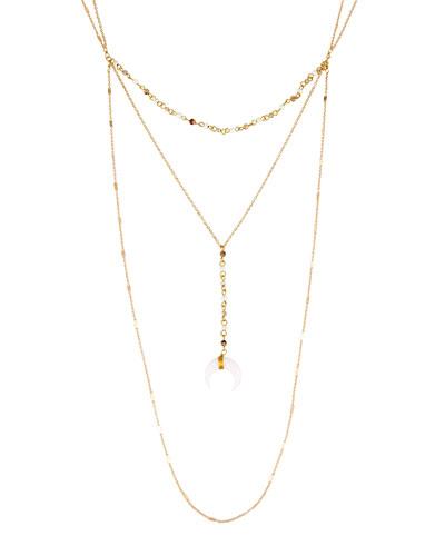 Layered Triple-strand Necklace W/ Horn Pendant