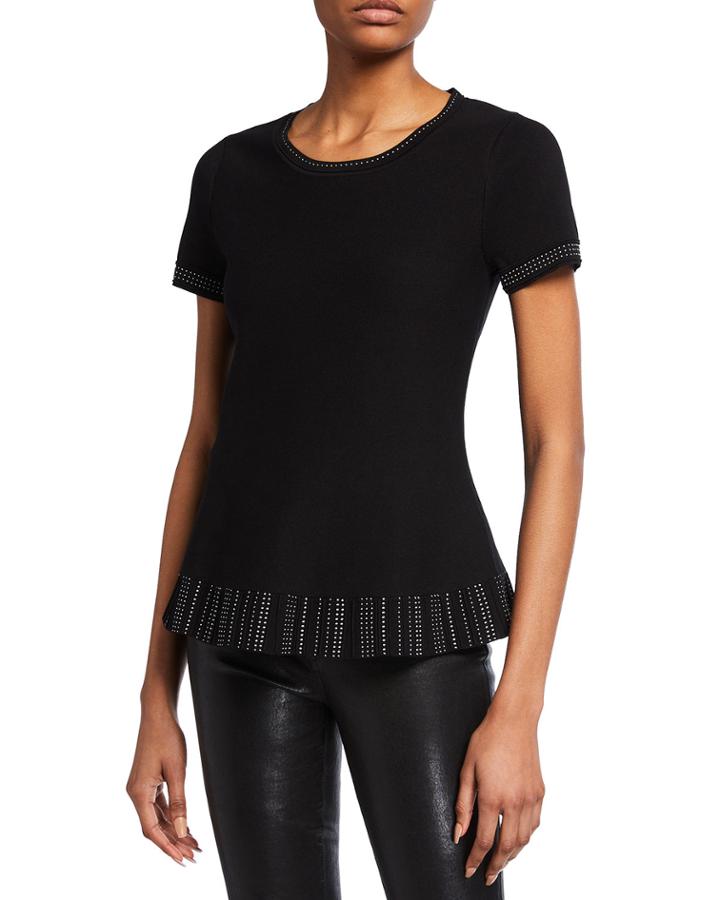 Contrast-trim Peplum Top