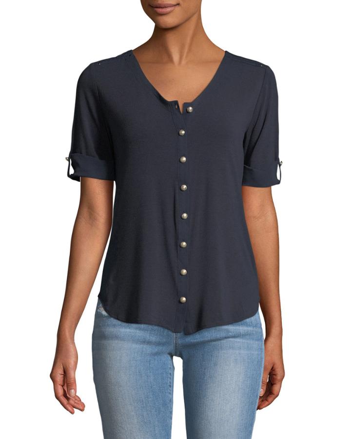 Short-sleeve Button-front Tee