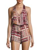 Desert Print Halter Romper,