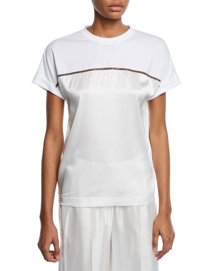 Monili-stripe Satin Combo Tee