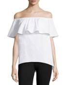 Off-the-shoulder Ruffle Blouse, White