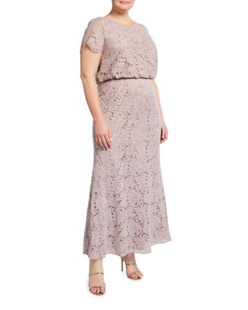 Plus Size V-neck Lace A-line Gown