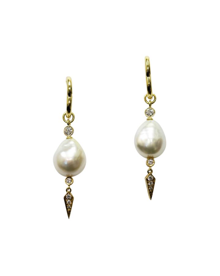 Prince Dimitri For Assael 18k Yellow Gold South Sea Pearl & Diamond Drop Earrings, Women's