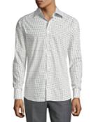 Men's Long-sleeve Regular-fit Printed Shirt, White/blue