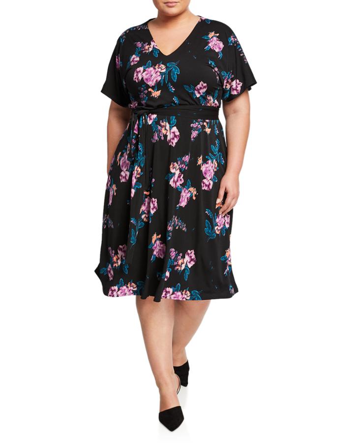 Plus Size Andrea Floral Wrap Dress