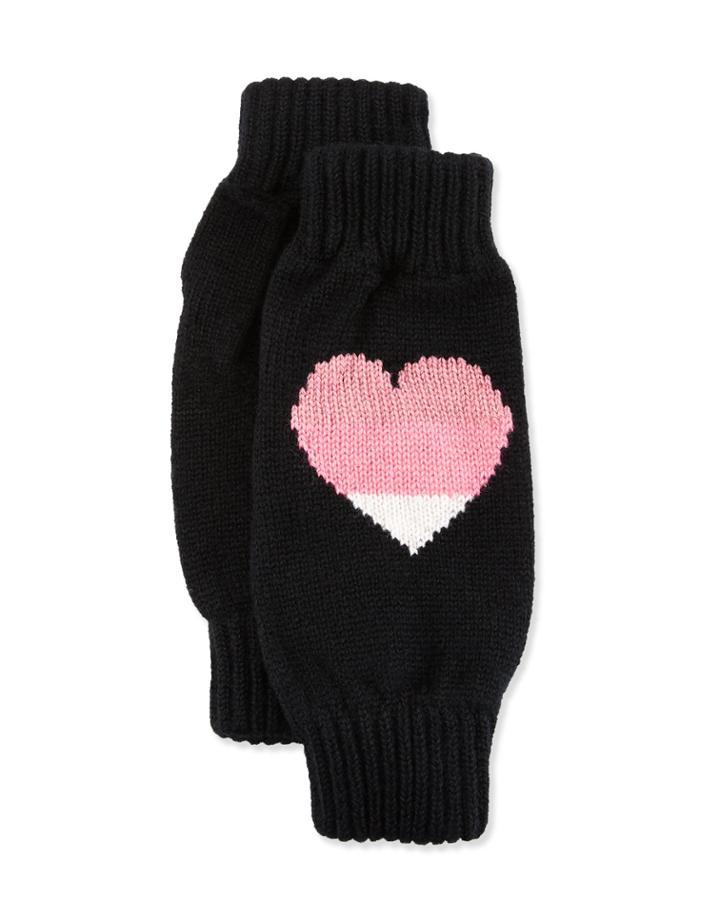 Cashmere Heart Wrist Warmers, Black
