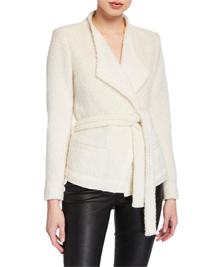 Iquito Fuzzy-knit Wrap Cardigan