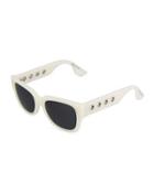 Eyelet Square Plastic Sunglasses, Ivory