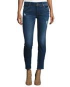 Collin Flap-pocket Ankle Skinny Jeans, Blue