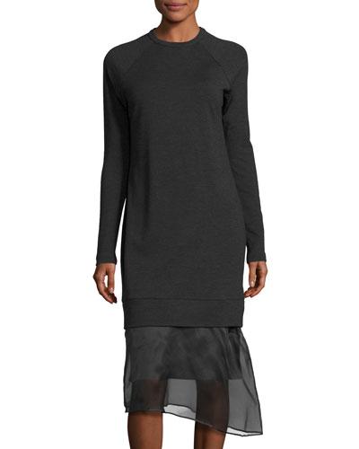 Duchesse Silk-hem Dress, Gray