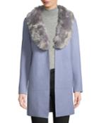 Knit Cardigan W/ Faux Fur Collar