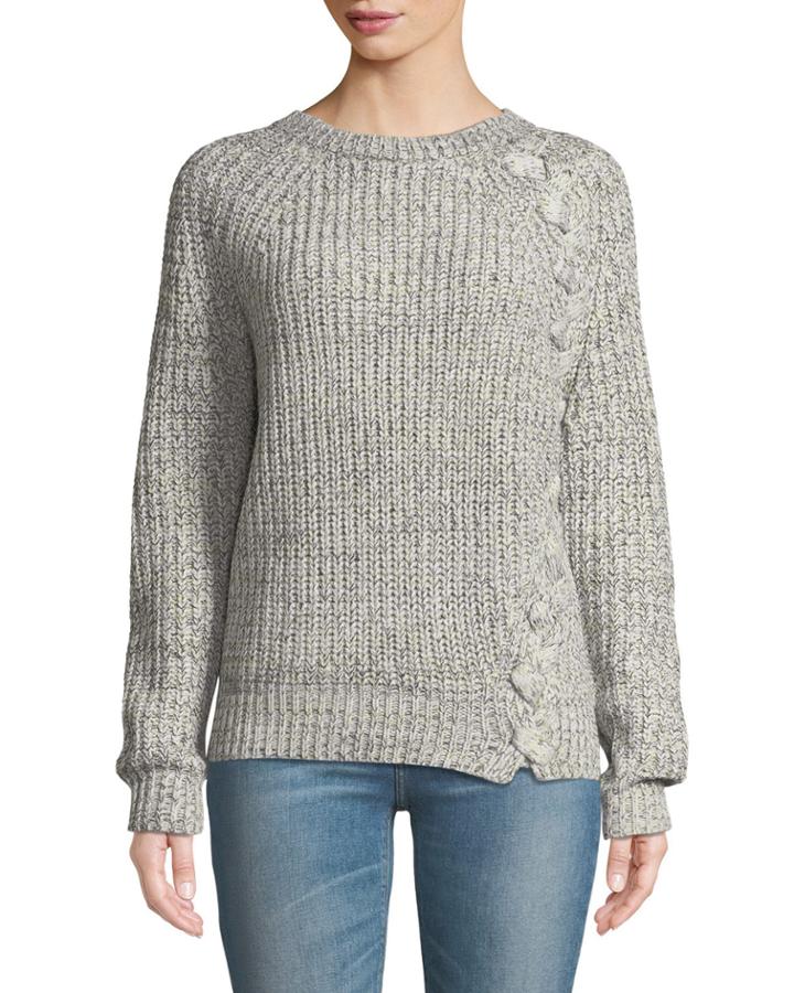 Elisa Ribbed Pullover Sweater W/braid Detail