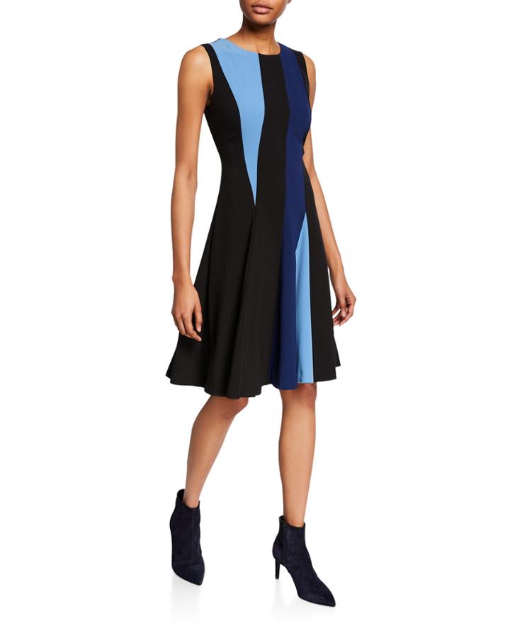 Colorblock Fit-&-flare Sleeveless Dress