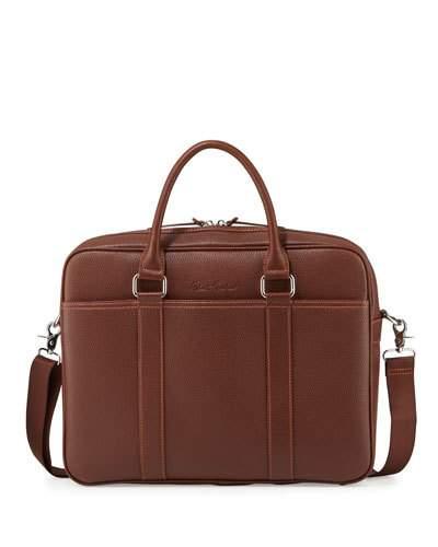 Pebbled Faux-leather Messenger Bag, Cognac