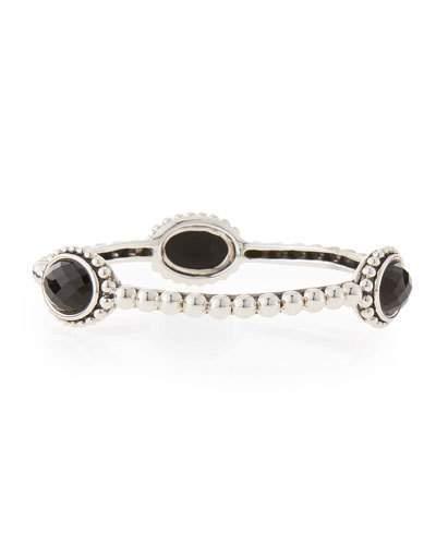 Maya Triple Onyx Station Bangle Bracelet