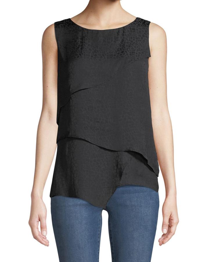 Asymmetric Tiered Animal-jacquard Tank
