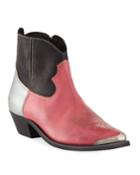 Young Distressed Colorblock Leather Ankle Boot