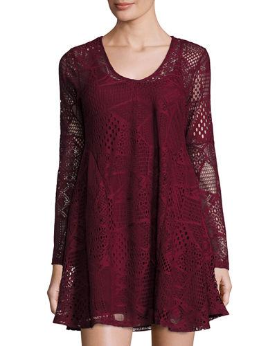 Long-sleeve Lace A-line Dress