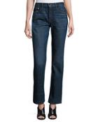 Boyfriend Faded Denim Jeans, Dark Blue