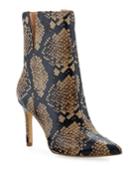 Dashing Snake-print Leather Booties