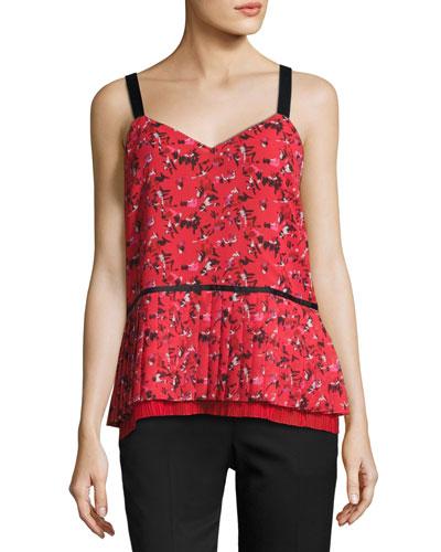 V-neck Pleated Abstract-print