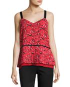 V-neck Pleated Abstract-print