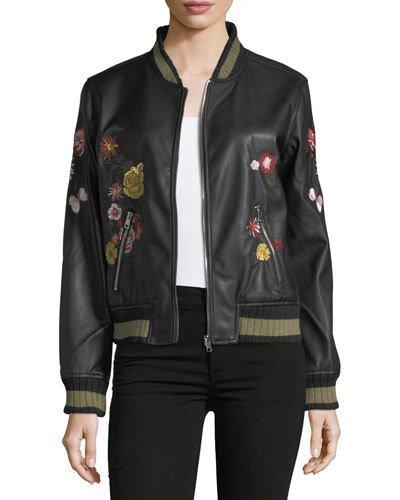 Floral-appliqué Bomber Jacket