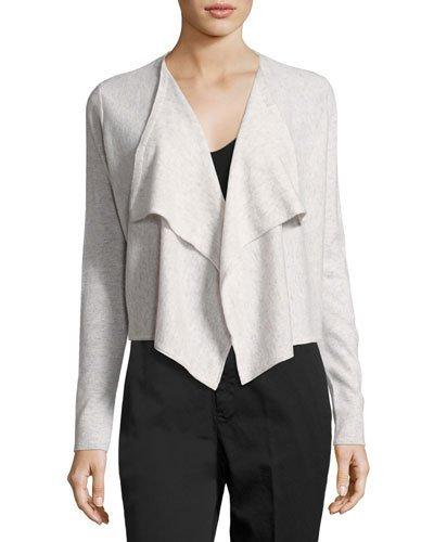 Cashmere Draped-front Cardigan, White