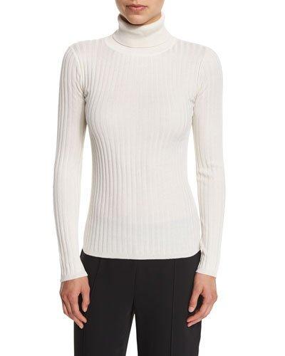 Ribbed Silk-blend Turtleneck