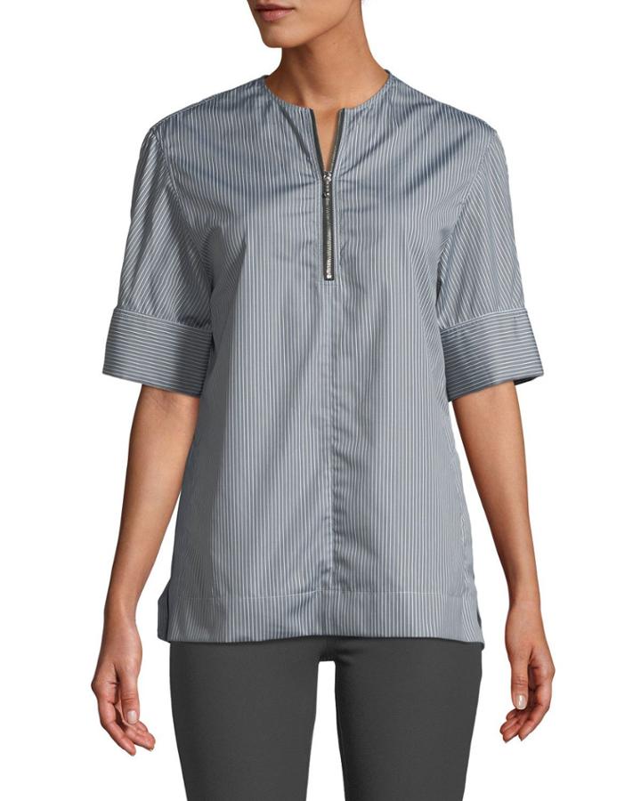 Brair Pinstripe Quarter-zip Poplin